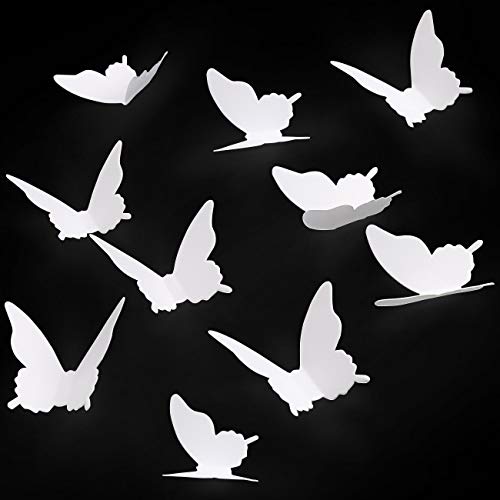 Luxbon 100p 3D Papel Blanco Pegatinas de Pared de Mariposa DIY Decoració