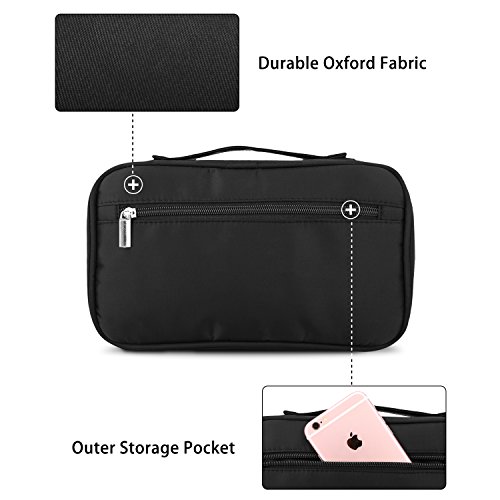 Luxspire Portátil Bolsa Cosmetica, Bolsa de Neceser, Bolso Permeable con Mango de Organizador Maquillaje en el Viaje, Almacenamiento para Cepillos 17PCS, Neceseres de Viaje, Negro