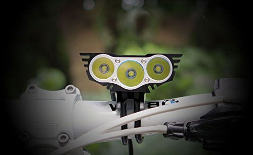 Luz delantera - Foco frontal para Bici 6000 lúmenes Linterna LÁMPARA TORCH frontal 3x CREE XM-L U2 LED de bicicleta