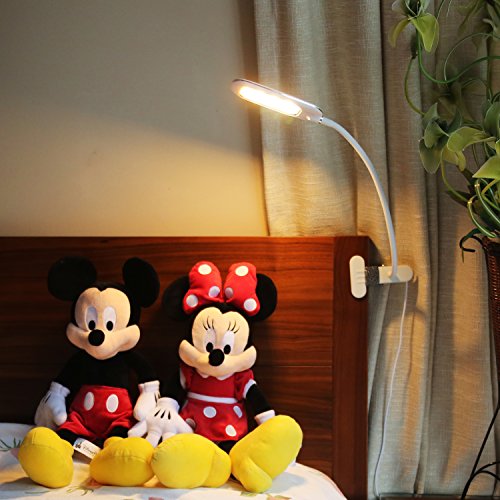 LVWIT Lámpara Flexo LED de pinza - 5W máx (regulables), Color regulable desde 3000K hasta 6000K. Flexo clip con Cuello flexible - Versión Blanca.