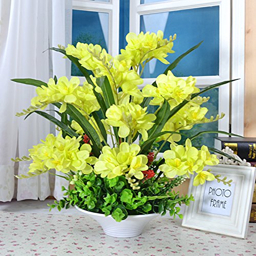 LXFLY Simulación Floral Nieve orquídea osmanthus Accesorios para el hogar Sala de Estar Mesa de Comedor Porche Muebles florero Moderno Floral Flores Falsas Flores perfumadas Verde Nieve