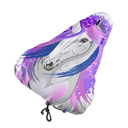 LYMT Funda sillin para Bicicleta, Impermeable y Anti-Polvo Sillín Cubre Bicicleta Uni-Corn Spirit Pand Purple Ultraviolet Mythica