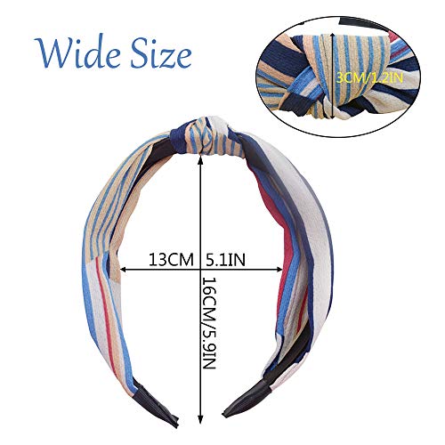 LZYMSZ Arco Nudo Diadema,12PCS Giro Nudo Diadema Rayas Anchas Tela Cruz Nudo Aro Del Pelo, Accesorio De Impresión Floral Elástico Del Pelo Para Las Niñas De Las Mujeres (color-2)