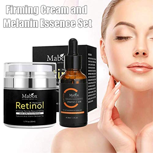Mabox 2,5% Retinol Crema Facial Blanqueadora + Vitamina C Suero Blanqueador Crema Facial Hidratante Antienvejecimiento