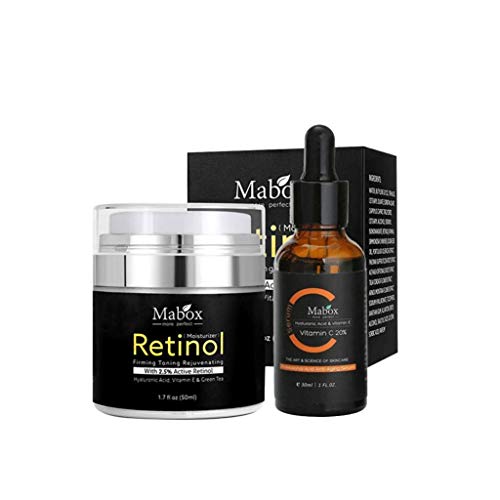 Mabox 2,5% Retinol Crema Facial Blanqueadora + Vitamina C Suero Blanqueador Crema Facial Hidratante Antienvejecimiento