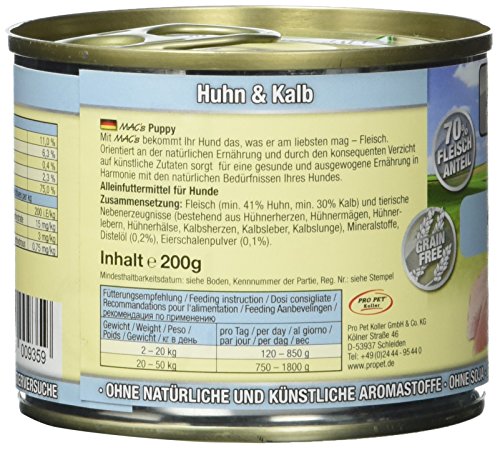 Mac 's Puppy Gallina & Ternero, 6 Pack (6 x 200 g)