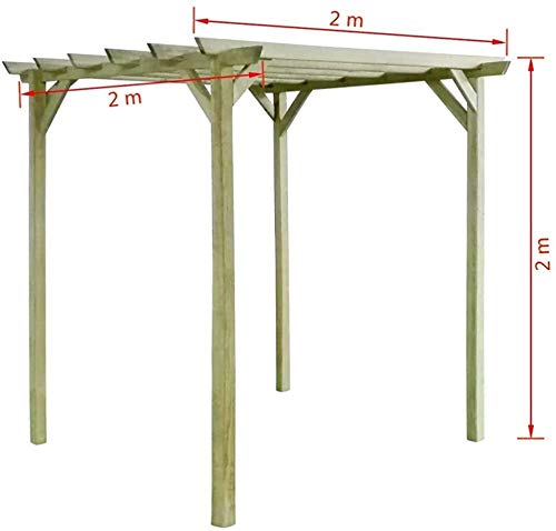 Madera al aire libre toldo toldo pérgola cenador 2x2x2 m,Wood color