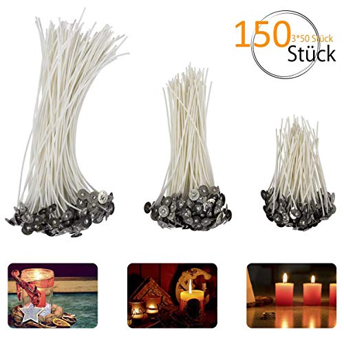 Madholly 150 mecha vela, mechas para velas en 3 tamaños diferentes (90 mm, 150 mm y 200 mm) para la fabricación de velas, vela DIY …
