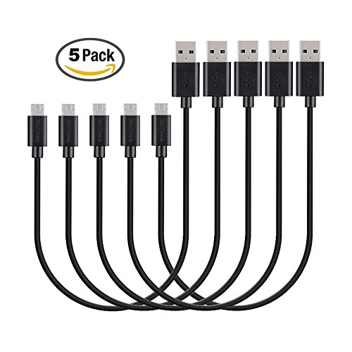 MaGeek® [Pack de 5] 0.3m Cables Micro USB Sincroniza y Carga para Samsung, HTC, Sony, Motorola, LG, Google, Nokia etc.(Negro)
