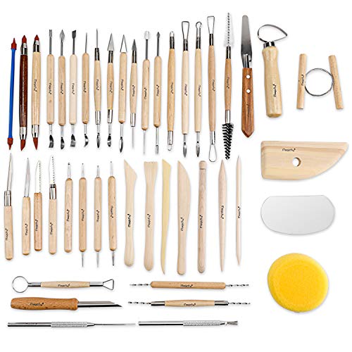 Magicfly Herramientas de Escultura, 45 PCS Herramientas para Modelado de Arcilla Polimérica Cerámica Alfarería, Herramientas con Estuche para Manualidades Artesanía