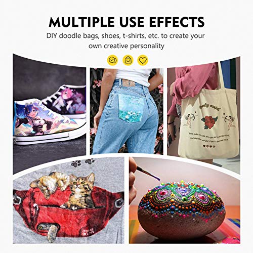 Magicfly Pintura para Tela Permanente 14 Colores 60 ml con 3 Pinceles, Set de Pinturas para Ropa, Textil, Manualidades, Lona, Vidrio, Cerámica, Madera