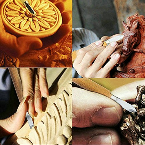 Maike Mall Juego de cinceles - Escultura de cinceles, cuchillo de trinchar hecho a mano para DIY mango de madera de herramientas Wax Carving 12 Pieces