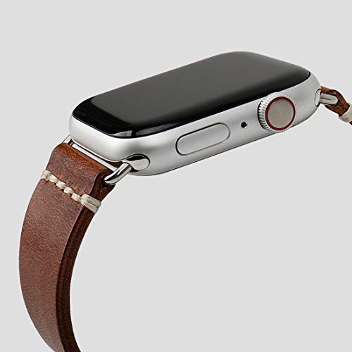 MAIKES Correa Reemplazable para Apple Watch 42mm, 44mm, 40mm, 38mm Apple Watch Band para Series 4/3 / 2/1, Acero Inoxidable (Band For Apple Watch 44mm, Light Brown+Silver Buckle)