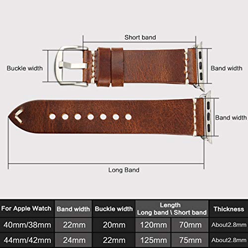 MAIKES Correa Reemplazable para Apple Watch 42mm, 44mm, 40mm, 38mm Apple Watch Band para Series 4/3 / 2/1, Acero Inoxidable (Band For Apple Watch 44mm, Light Brown+Silver Buckle)