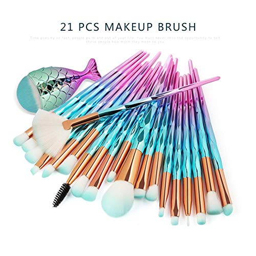 Make Up Brush Set Sirena Pincel de maquillaje Pincel cosmético Pincel de sombra de ojos Fan-shaped Makeup Pinse 21 piezas Pinse Set