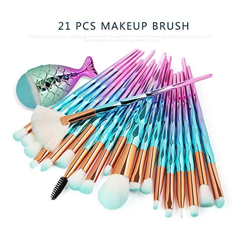 Make Up Brush Set Sirena Pincel de maquillaje Pincel cosmético Pincel de sombra de ojos Fan-shaped Makeup Pinse 21 piezas Pinse Set