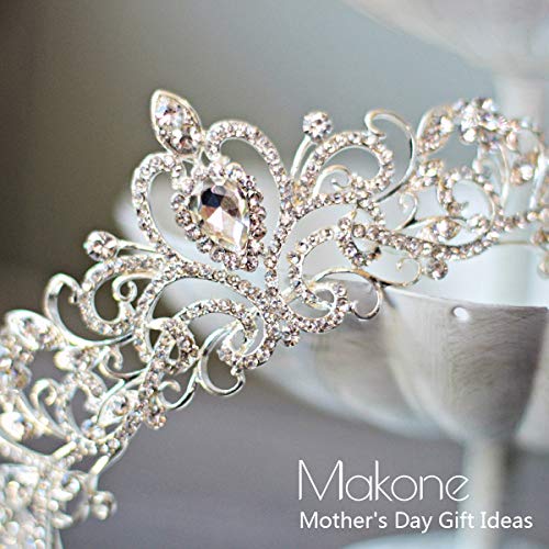 Makone Tiara Corona de Cristal con Diamantes de imitación Peine para Corona Nupcial Proms de Boda desfiles Princesas Fiesta de cumpleaños (Peine Estilo-4)