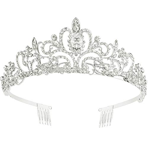Makone Tiara Corona de Cristal con Diamantes de imitación Peine para Corona Nupcial Proms de Boda desfiles Princesas Fiesta de cumpleaños (Peine Estilo-4)