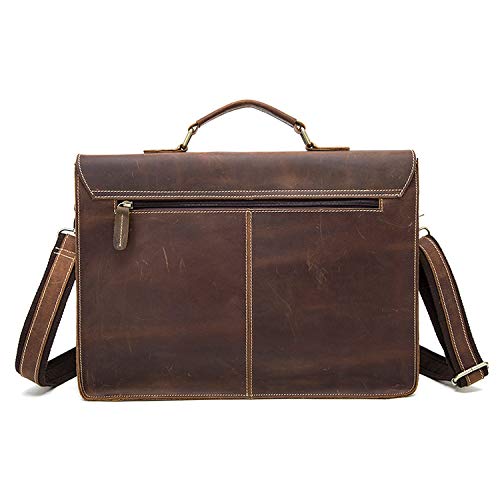 Maletín de Negocios para Hombres para Abogado, Estilo Vintage, de Piel, para Laptop, de 14 Pulgadas, para Oficina o Documentos