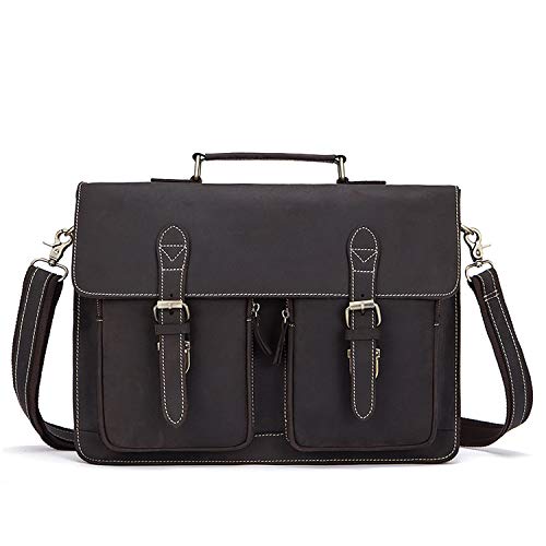 Maletín de Negocios para Hombres para Abogado, Estilo Vintage, de Piel, para Laptop, de 14 Pulgadas, para Oficina o Documentos