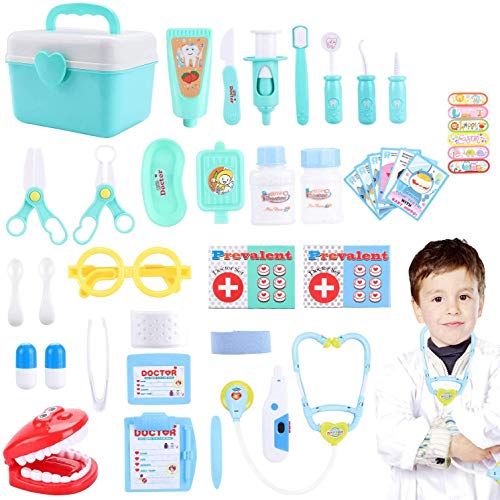 Maletín Doctor, joylink 37Pcs Doctora Juguetes Cuadro Médico Conjunto Enfermera Médico Kit Juego de Rol Cuadro Médico Maletín de Médico Juegos de médicos para Niñas Niños