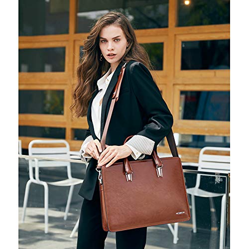 Maletín para Hombre CueroPortátil de 14 Pulgadas Vintage Delgado Business Bolsa de Hombro para Mujer Marrón