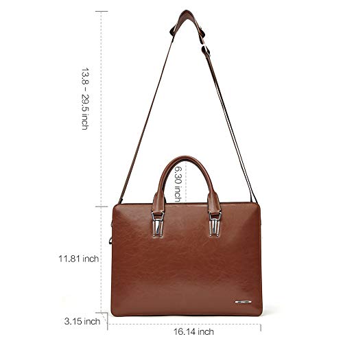 Maletín para Hombre CueroPortátil de 14 Pulgadas Vintage Delgado Business Bolsa de Hombro para Mujer Marrón