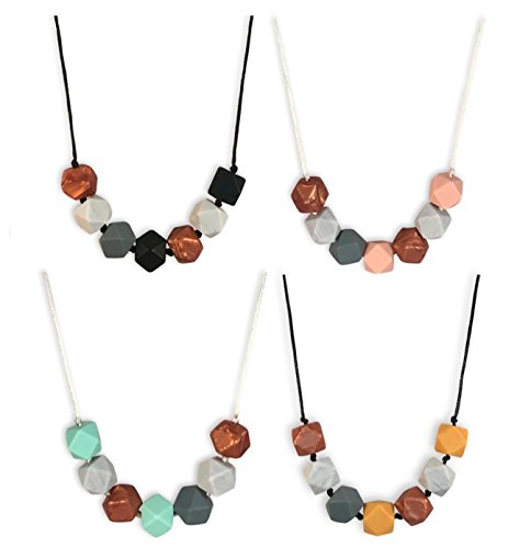 Mama & Belle – Collar de dentición/enfermería – seguridad probado masticables joyería Aurora rosa Quartz Talla:Necklace length approx 29 inches/74cm