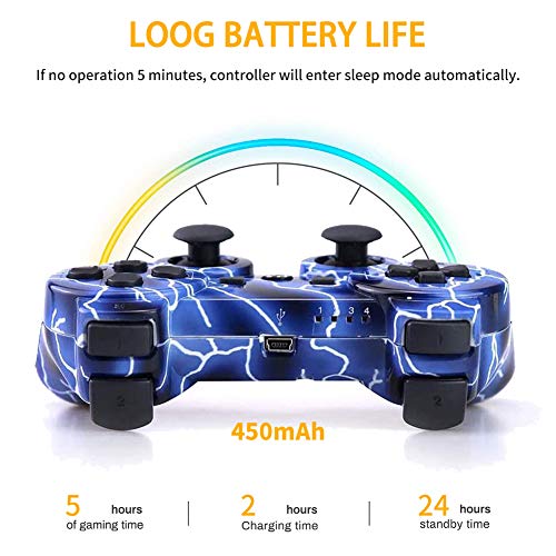 Mando PS3 Inalámbrico para PS3 Controller Bluetooth para Playstation 3 (Deep Blue Galaxy)