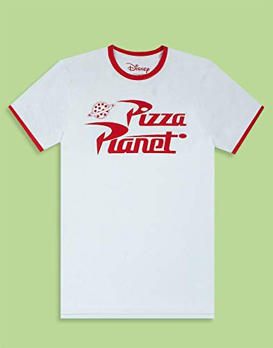 Manga Corta de la Camiseta de Toy Story Pizza Planet Ringer 'Hombres de Blanco