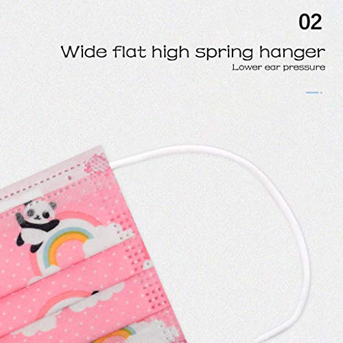 MaNMaNing Niños Protección 3 Capas Transpirables con Elástico para Los Oídos Pack 50 unidades 20200714-MaNMaN-NO05 (Panda y arcoiris)