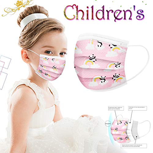 MaNMaNing Niños Protección 3 Capas Transpirables con Elástico para Los Oídos Pack 50 unidades 20200714-MaNMaN-NO05 (Panda y arcoiris)