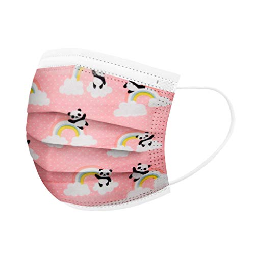 MaNMaNing Niños Protección 3 Capas Transpirables con Elástico para Los Oídos Pack 50 unidades 20200714-MaNMaN-NO05 (Panda y arcoiris)