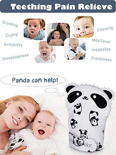 Manoplas de dentición para bebé, mitón de juguete, juego de manoplas de dentición para bebés, lindo mordedor panda, paquete de 2