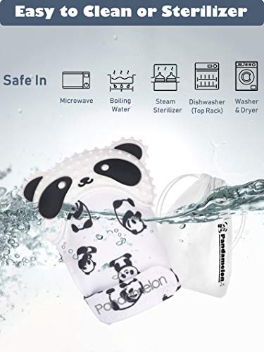 Manoplas de dentición para bebé, mitón de juguete, juego de manoplas de dentición para bebés, lindo mordedor panda, paquete de 2