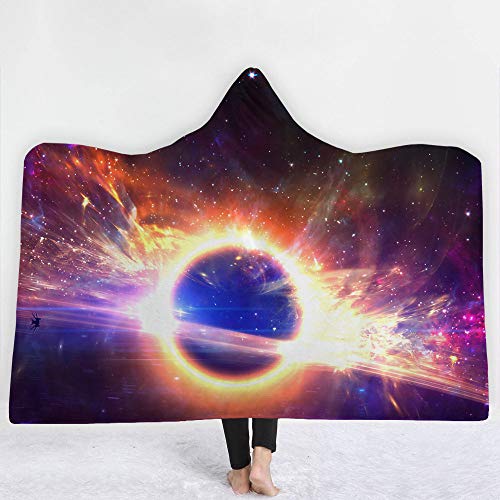 Manta Con Capucha,3D Digital Impreso Agujero Negro Planeta Manta Terciopelo Capa Transpirable Engrosada, Elegante Suave Usable No Se Desvaneció Diseñado, Regalos Creativos De Vacaciones, 130 * 150