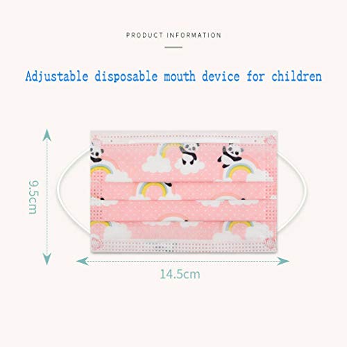 MAOIMOR Niños Desechables de Filtro de 3 Capas con Pendientes Elásticos, 50 Unidades, Dibujos Animados patrón(Panda)