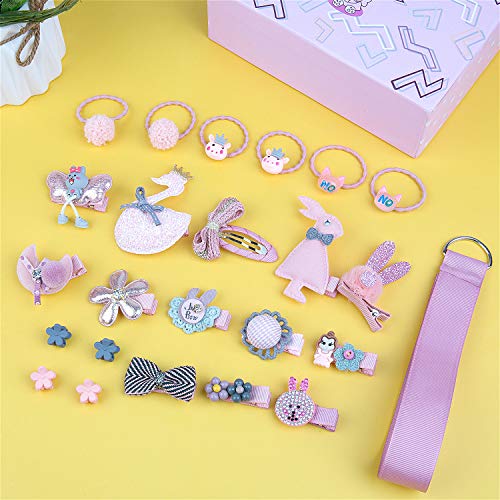 Maojuee 24 Piezas Horquillas Pelo Niña Clips Para el Pelo Pinzas para el Cabello Bebé Diademas para El Pelo para Niña Barrettes Lindos Accesorios para El Cabello con Caja de Regalo (Rosa)