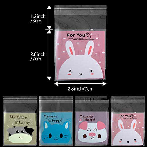 Maojuee 400 Pcs Bolsa de Dulces Bolsitas Caramelos Plástico Celofán Autoadhesivas Bolsas Galletas Autoadhesiva Pequeñas Bolsas Celofán para Regalo de Fiesta Navidad Cumpleaños DIY Regalo Bolsa