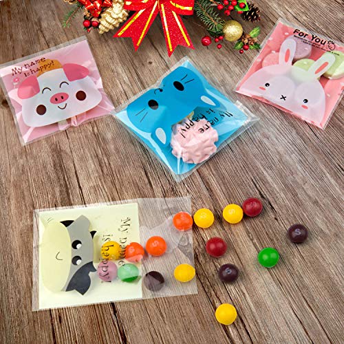 Maojuee 400 Pcs Bolsa de Dulces Bolsitas Caramelos Plástico Celofán Autoadhesivas Bolsas Galletas Autoadhesiva Pequeñas Bolsas Celofán para Regalo de Fiesta Navidad Cumpleaños DIY Regalo Bolsa