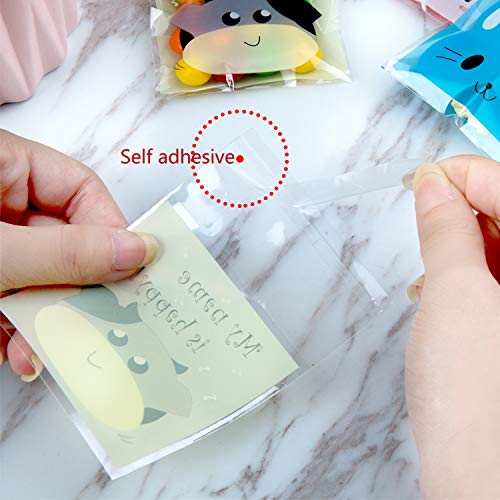 Maojuee 400 Pcs Bolsa de Dulces Bolsitas Caramelos Plástico Celofán Autoadhesivas Bolsas Galletas Autoadhesiva Pequeñas Bolsas Celofán para Regalo de Fiesta Navidad Cumpleaños DIY Regalo Bolsa