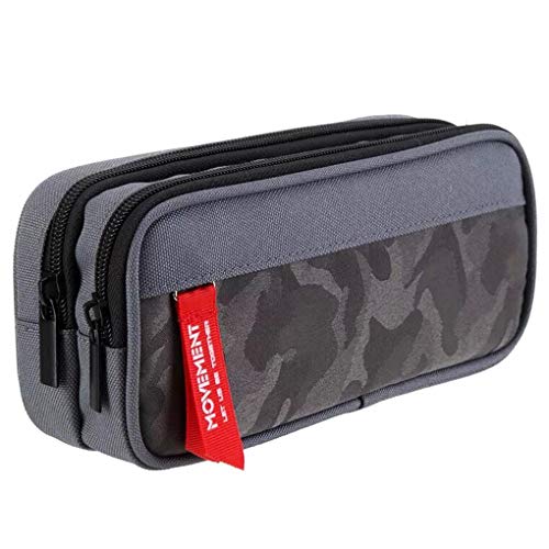 Maomaoyu Grandes Capacidad Estuches Escolares Triple con Tres Cremalleras, Estuche Lapices de Colores para Niñas y Niño (Gris 01)