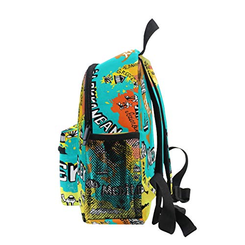 Mapa de Mediterráneo Mochila escolar Multi Lindo Libros, para niños y niñas, mochila de viaje para niños de 3 a 8 años de edad preescolar