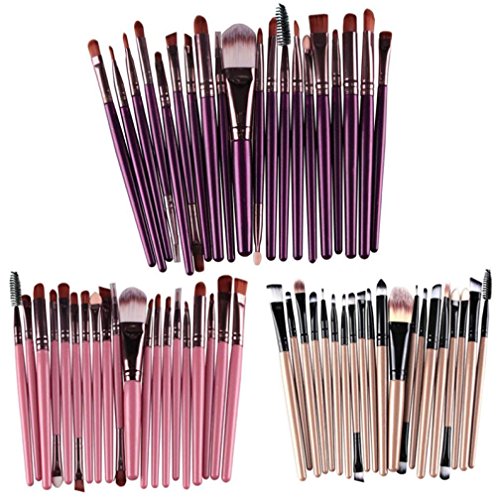 Maquillaje Cepillo,Sonnena ??? 20 Piezas Pincel de Maquillaje Herramientas Set-up Aseo Kit de Lana Maquillaje Cepillo Conjunto Moda Femenina Belleza & Moda (20 PCs, Rosa)