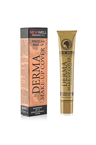 Maquillaje de cobertura de New Well, dermatológico, con efecto de porcelana, níquel