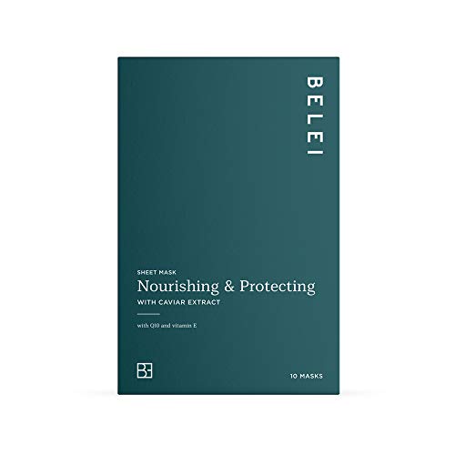 Marca Amazon - Belei - Mascarilla de tejido nutritiva y protectora con caviar, 10 Unidades