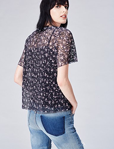 Marca Amazon - find. Blusa de Encaje Plisado para Mujer, Multicolor (Multicoloured), 38, Label: S
