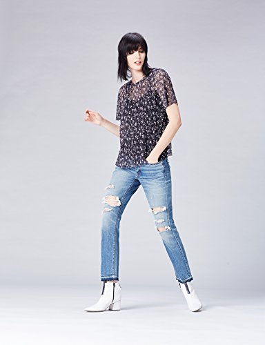 Marca Amazon - find. Blusa de Encaje Plisado para Mujer, Multicolor (Multicoloured), 38, Label: S