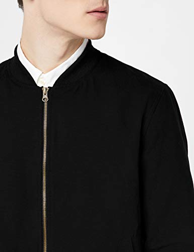 Marca Amazon - find. Cotton Canvas Chaqueta bomber para Hombre, Negro, S, Label: S
