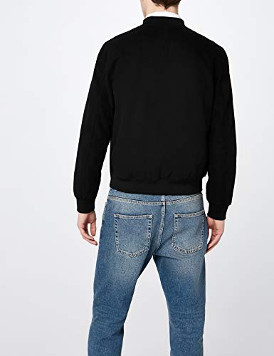 Marca Amazon - find. Cotton Canvas Chaqueta bomber para Hombre, Negro, S, Label: S